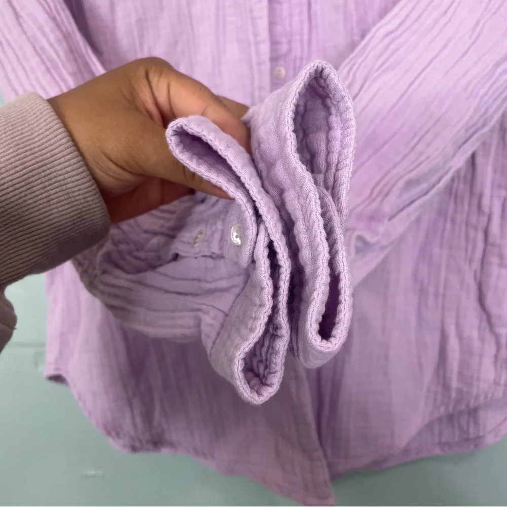 Xirena Scout Button Down Purple Lilac Cotton Gauze Shirt Size XS_5